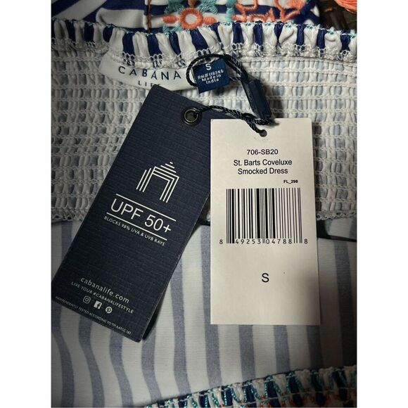 Cabana Life NWT St. Bart's Coveluxe Smocked Striped Dress Beachwear Small - Picture 8 of 8